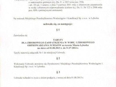 Nowa wysokość cen i stawek opłat za dostarczoną wodę.