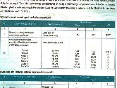 Nowa taryfa za dostarczoną wodę i odprowadzone ścieki.