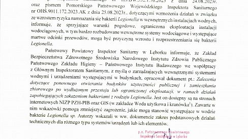 Komunikat Państwowego Powiatowego Inspektora Sanitarnego w Lęborku