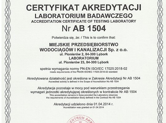 Akredytacja laboratorium na znowelizowaną normę ISO/IEC 17025.