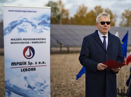 Uroczyste otwarcie Instalacji fotowoltaicznej o mocy 0,2 MW wraz z niezbędną infrastrukturą towarzyszącą tj. oświetleniem na terenie Oczyszczalni Ścieków w Lęborku.