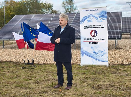 Uroczyste otwarcie Instalacji fotowoltaicznej o mocy 0,2 MW wraz z niezbędną infrastrukturą towarzyszącą tj. oświetleniem na terenie Oczyszczalni Ścieków w Lęborku.