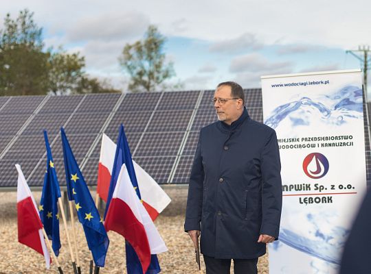 Uroczyste otwarcie Instalacji fotowoltaicznej o mocy 0,2 MW wraz z niezbędną infrastrukturą towarzyszącą tj. oświetleniem na terenie Oczyszczalni Ścieków w Lęborku.