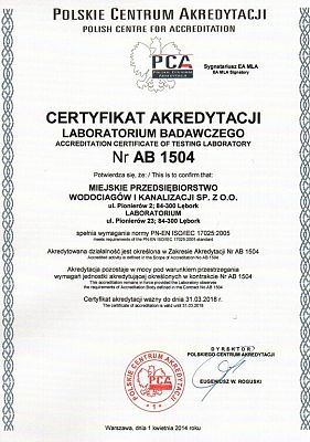 Laboratorium MPWiK uzyskało certyfikat akredytacji