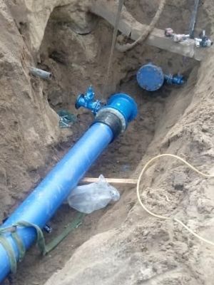 Wymiana wodociągu w ramach inwestycji „Przebudowa  ulic:  Armii Krajowej, Długosza, Franciszkańskiej, Gdańskiej, Młynarskiej, Chodukiewicza oraz Przyzamcze wraz z budową i przebudową  infrastruktury technicznej”.